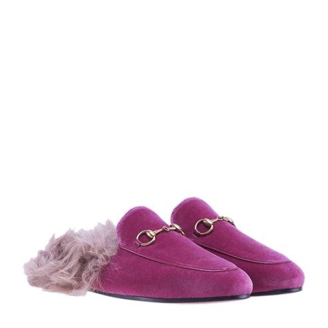 gucci pink fur mules